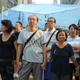 Hong Kong democracy demonstrators form a chain to protect their protest site in Mong Kok.